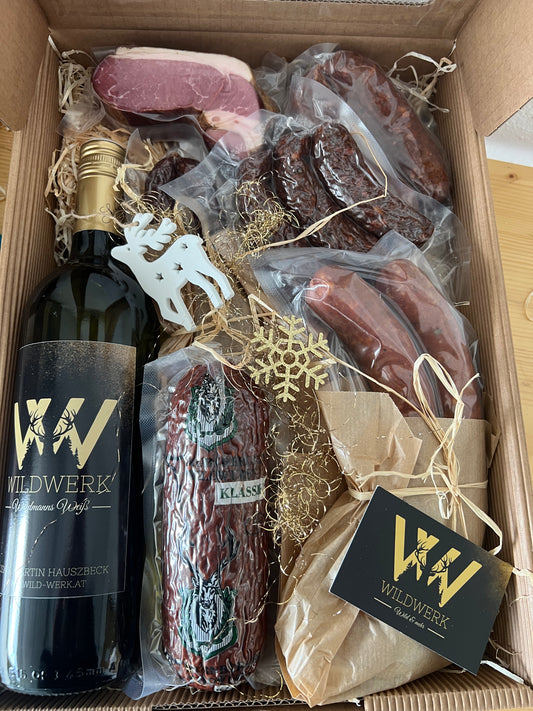 Weihnachtliche Geschenkbox "Brettljausn" groß